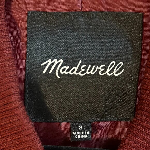 Madewell Side-Zip Bomber Jacket, Dusty Burgundy, Size Small - Picture 5 of 6